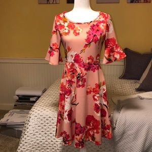 NWOT LARA Floral Scoop Neck Princess Dress Pink